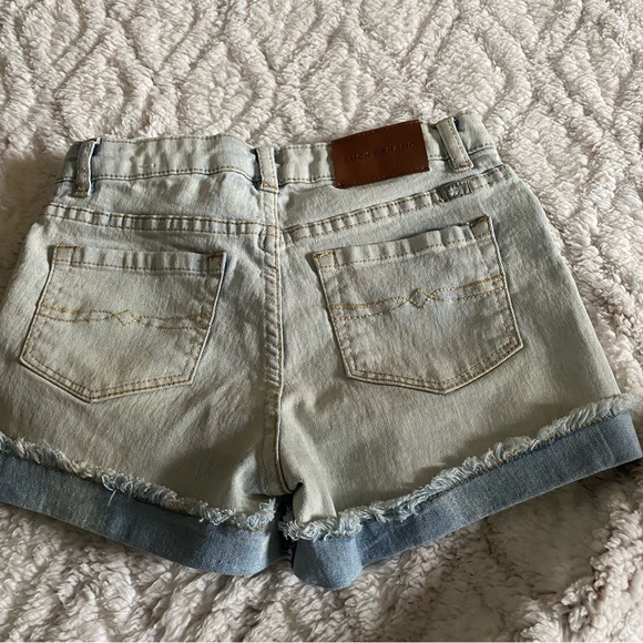 Lucky Brand Riley Denim Jean Shorts Girls Youth Size 12 Raw Hem Distressed - Picture 4 of 8